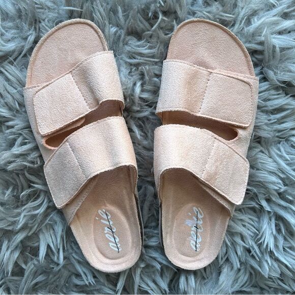 New Aerie peachy pink double strap slip on slide sandals women’s shoe size 8 - Picture 2 of 8
